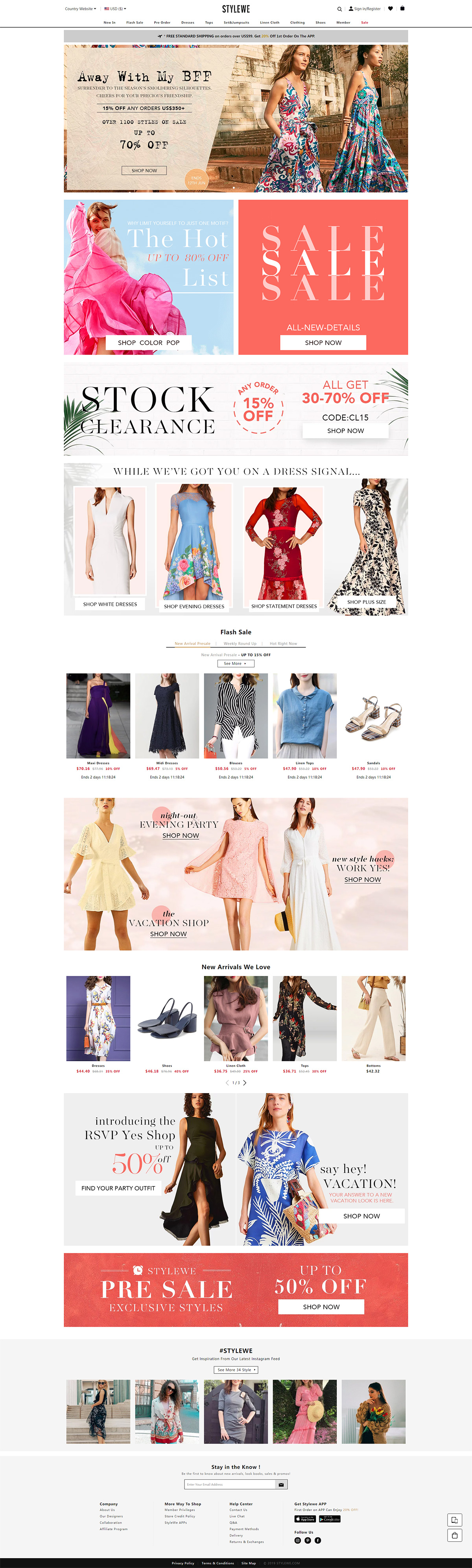 STYLEWE女裝外貿(mào)獨(dú)立站，跨境電商多語(yǔ)言商城網(wǎng)站建設(shè)開(kāi)發(fā)